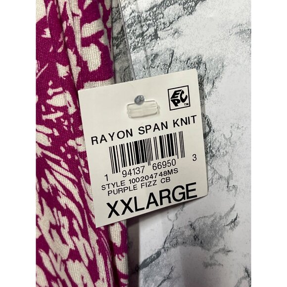 JM Collection XXL Rayon Span Knit Top Purple Fizz Short Sleeve Made In Indonesia - Picture 8 of 9
